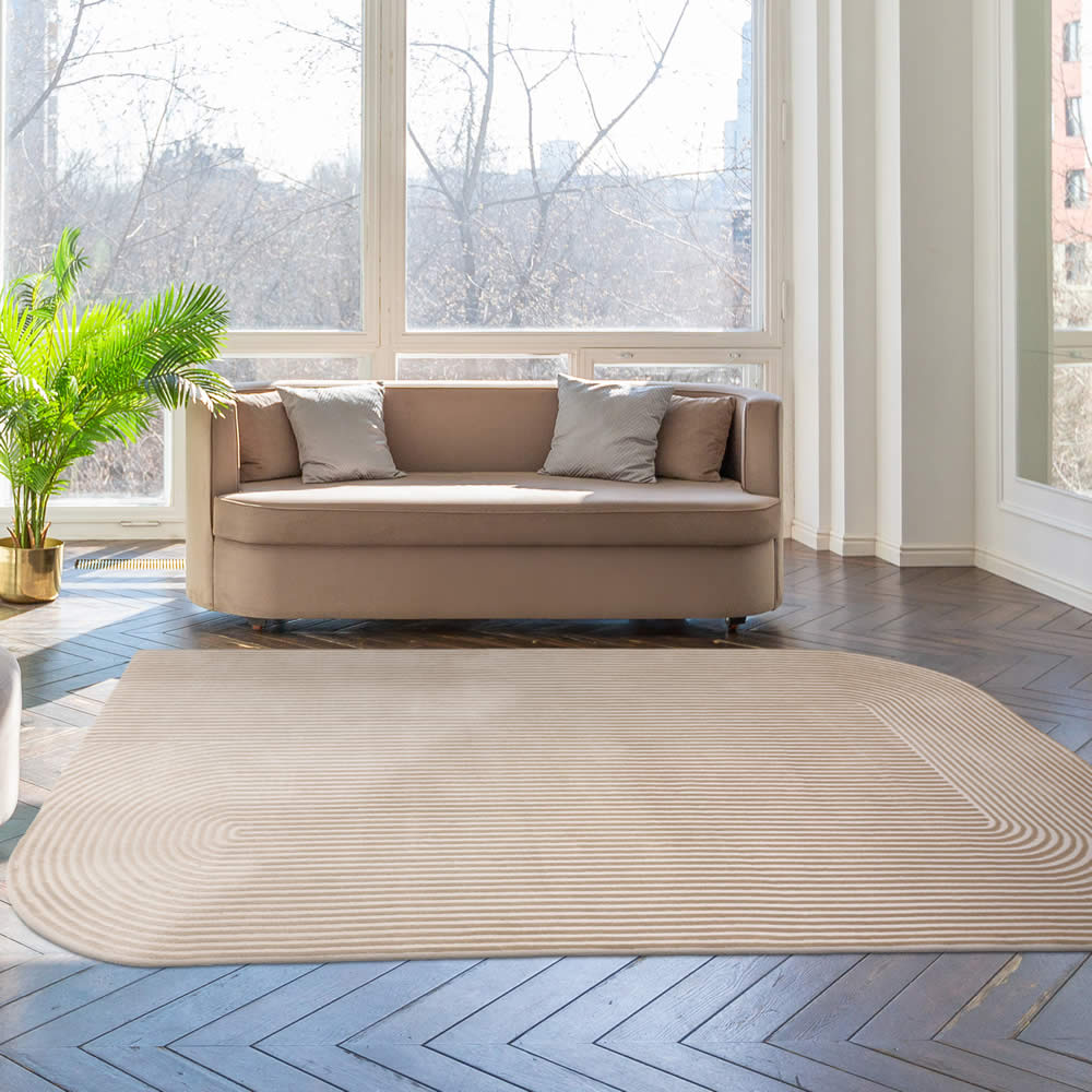 Kuza Shape Gold Cream Rug